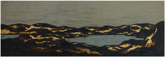 说明: D:\DDD\U盘资料\作品\漆画\2018,《野游》180cm×60cm.JPG