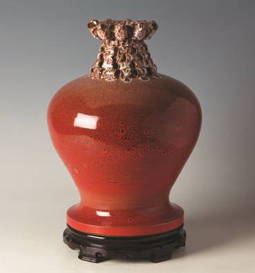 《花非花-珊瑚》颜色釉瓷瓶53cm 1250℃氧化焰